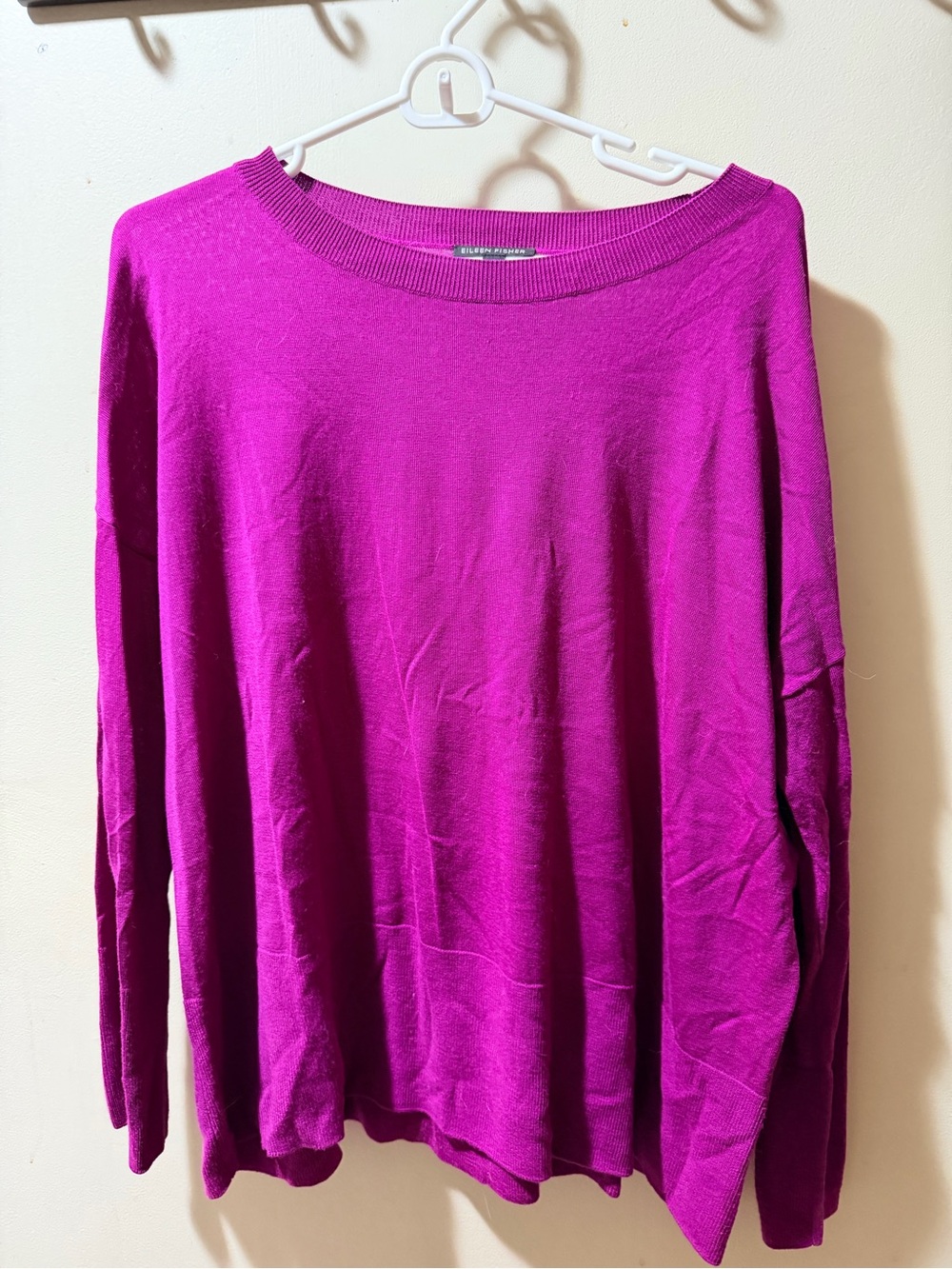 Eileen Fisher Fuchsia Boatneck Lightweight Sweater
